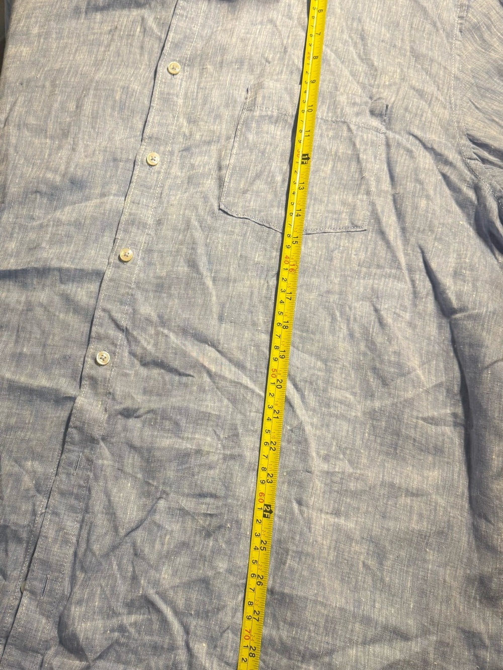 100% Linen Light Blue Button-Down Shirt - Picture 7 of 9